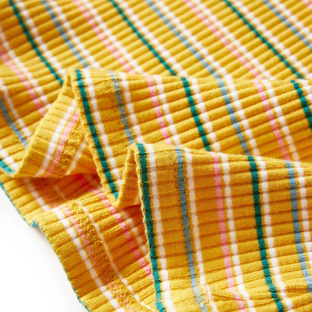 Kindershirt met lange mouwen 104 gestreept okerkleurig Oker