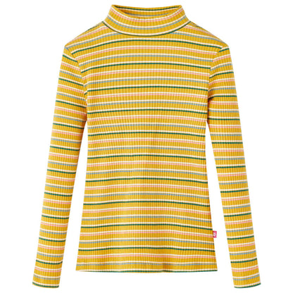 Kindershirt met lange mouwen 116 gestreept okerkleurig Oker