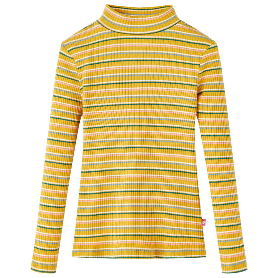 Kindershirt met lange mouwen 116 gestreept okerkleurig Oker