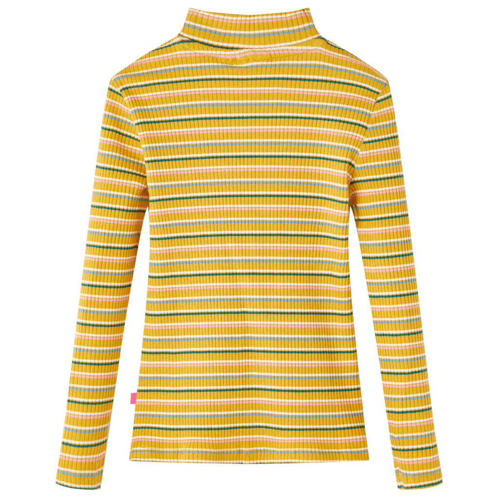 Kindershirt met lange mouwen 116 gestreept okerkleurig Oker