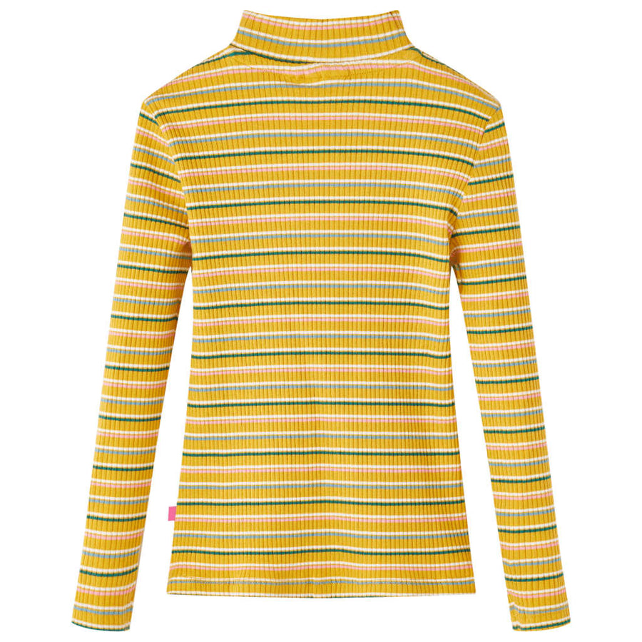 Kindershirt met lange mouwen 116 gestreept okerkleurig Oker