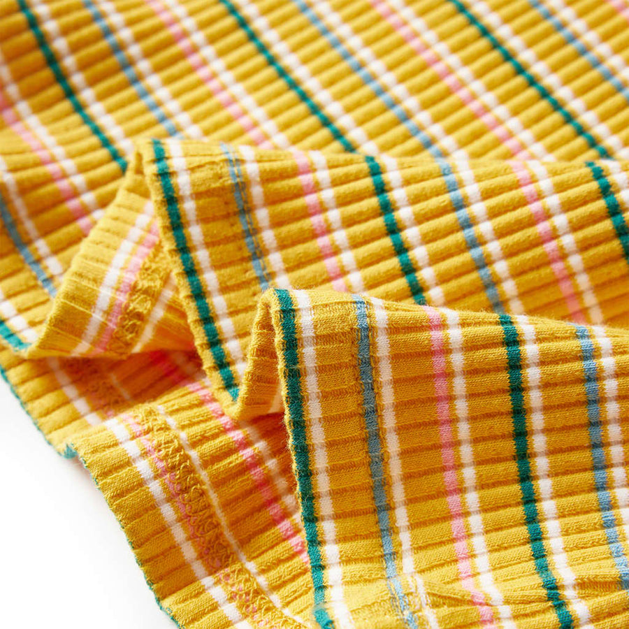 Kindershirt met lange mouwen 116 gestreept okerkleurig Oker