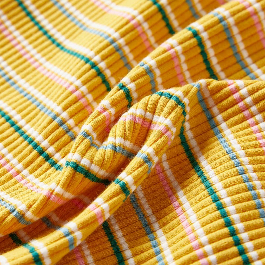 Kindershirt met lange mouwen 116 gestreept okerkleurig Oker