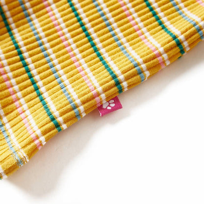 Kindershirt met lange mouwen 128 gestreept okerkleurig Oker
