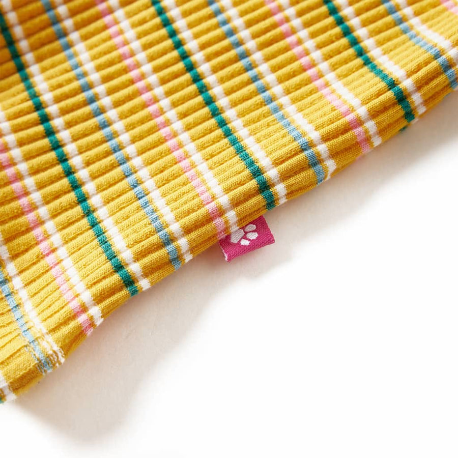 Kindershirt met lange mouwen 128 gestreept okerkleurig Oker