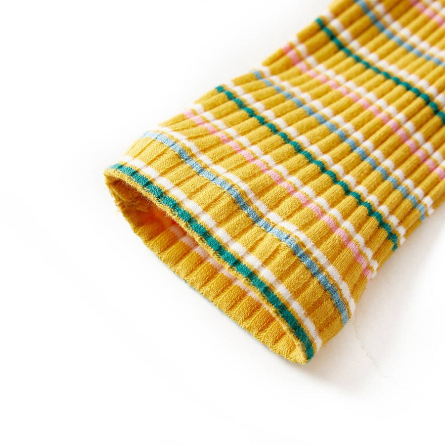 Kindershirt met lange mouwen 128 gestreept okerkleurig Oker