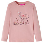 Kindershirt lange mouwen 128 roze katoen