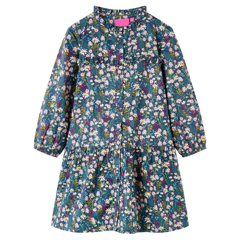 Kinderjurk met lange mouwen 92 donkerblauw 92