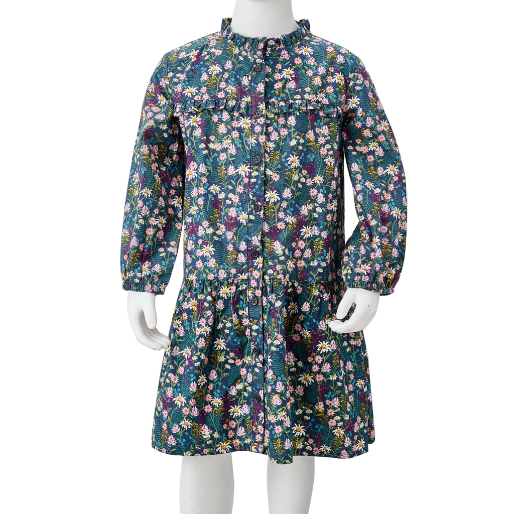 Kinderjurk met lange mouwen 92 donkerblauw 92