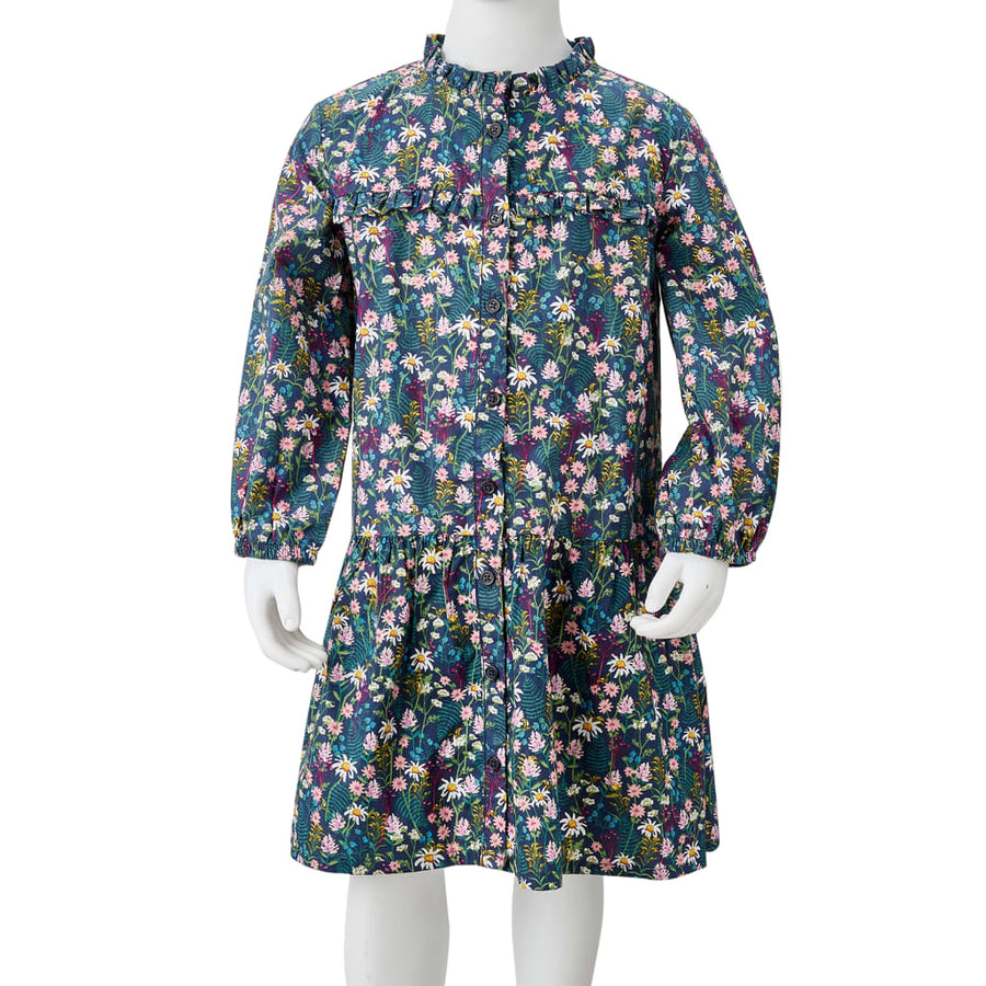 Kinderjurk met lange mouwen 92 donkerblauw 92