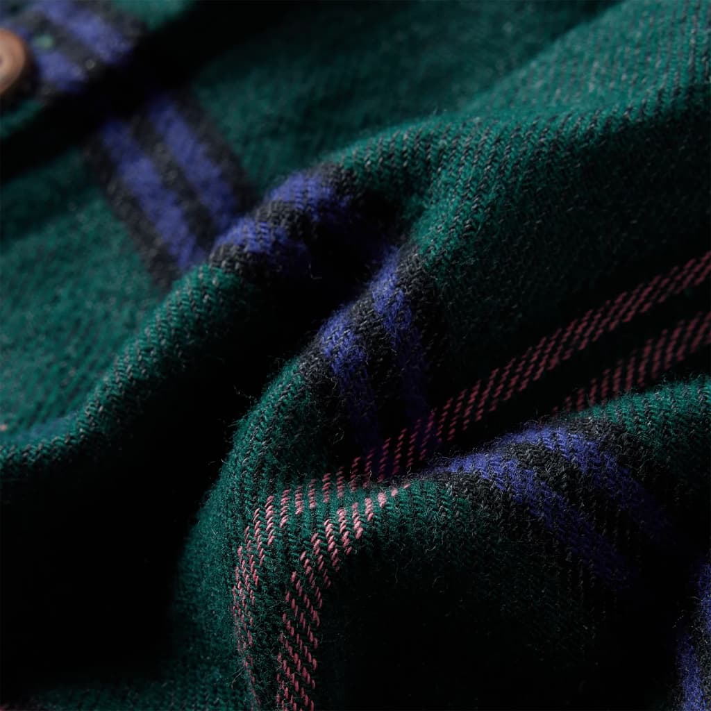 Kinderjurk met lange mouwen en ruches 140 donkergroen