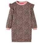 Kinderjurk 92 middelroze luipaardprint