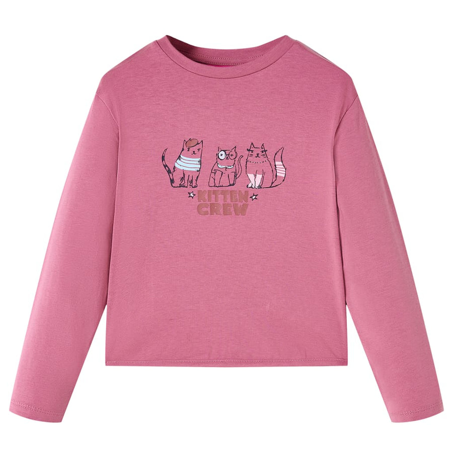 Kindershirt met lange mouwen 140 frambooskleurig 140