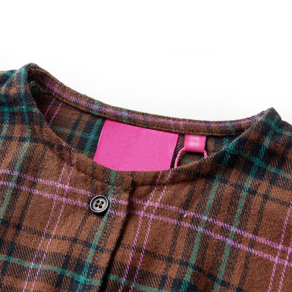 Kinderjurk met lange mouwen 140 cognackleurig