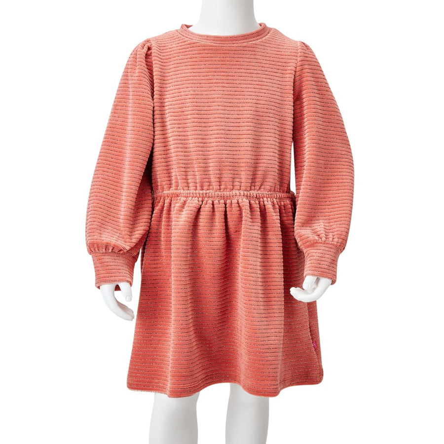 Kinderjurk met lange mouwen 92 middelroze