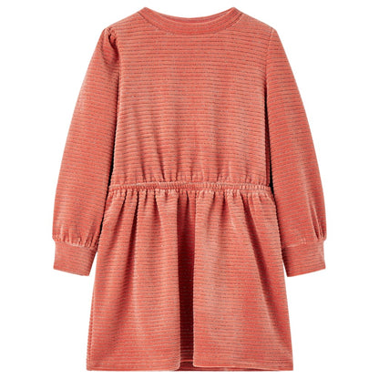 Kinderjurk met lange mouwen 104 middelroze