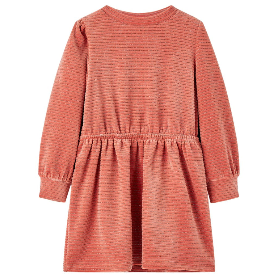 Kinderjurk met lange mouwen 104 middelroze