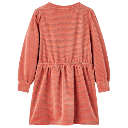 Kinderjurk met lange mouwen 104 middelroze