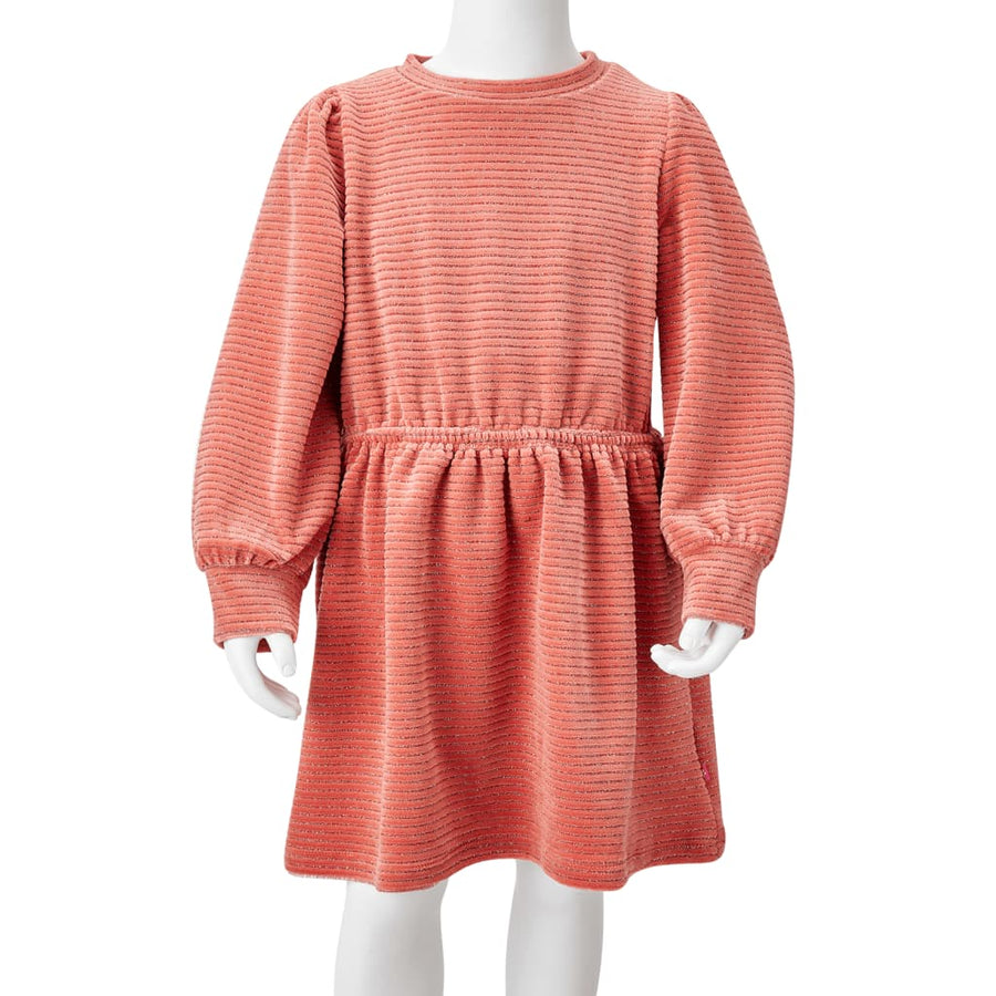 Kinderjurk met lange mouwen 116 middelroze