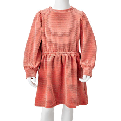 Kinderjurk met lange mouwen 128 middelroze