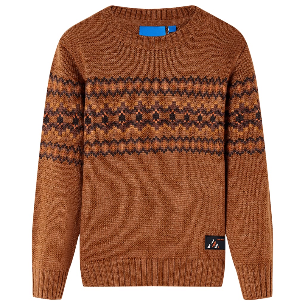Kindertrui gebreid 104 cognackleurig Cognac