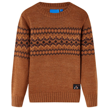Kindertrui gebreid 104 cognackleurig Cognac