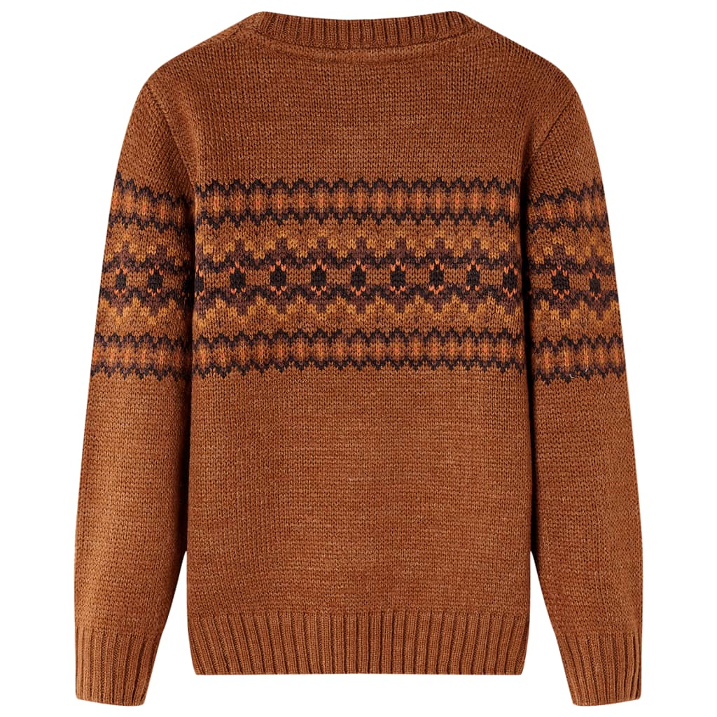 Kindertrui gebreid 104 cognackleurig Cognac