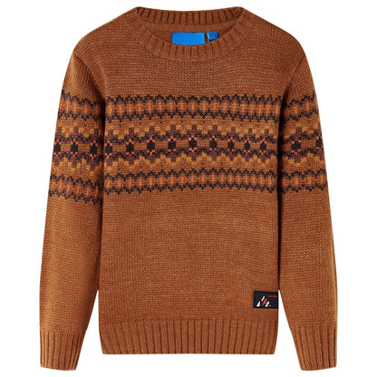 Kindertrui gebreid 116 cognackleurig Cognac