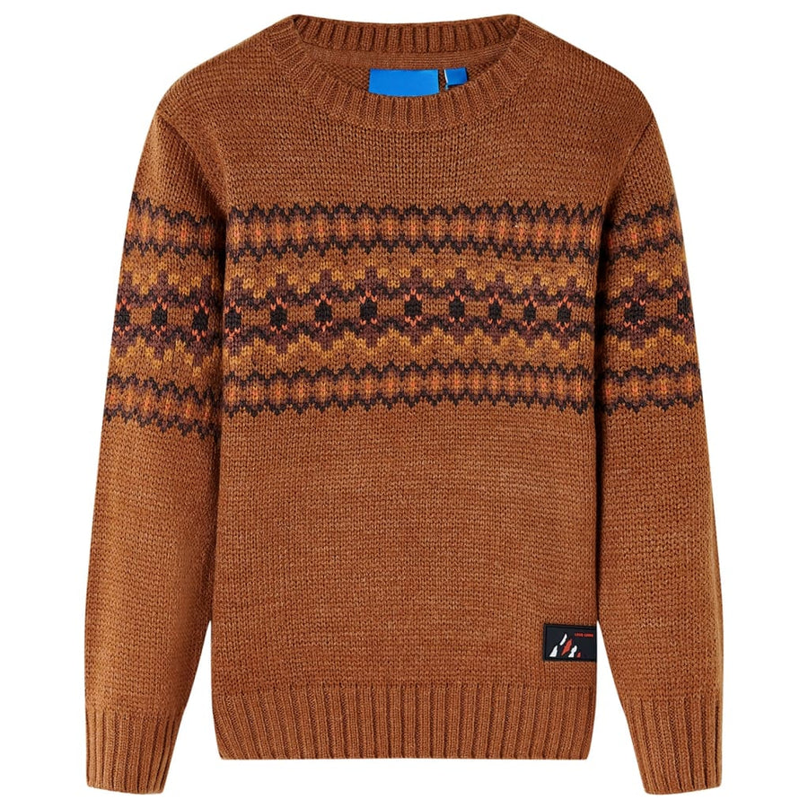 Kindertrui gebreid 116 cognackleurig Cognac