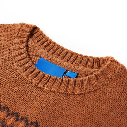Kindertrui gebreid 116 cognackleurig Cognac