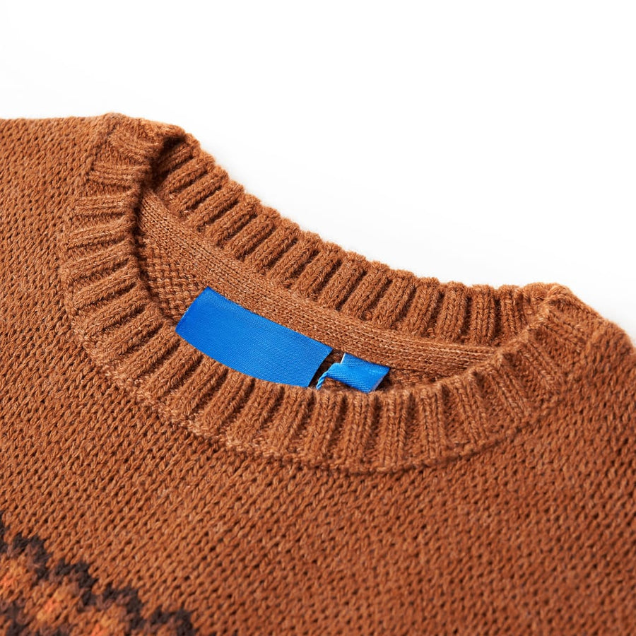 Kindertrui gebreid 116 cognackleurig Cognac