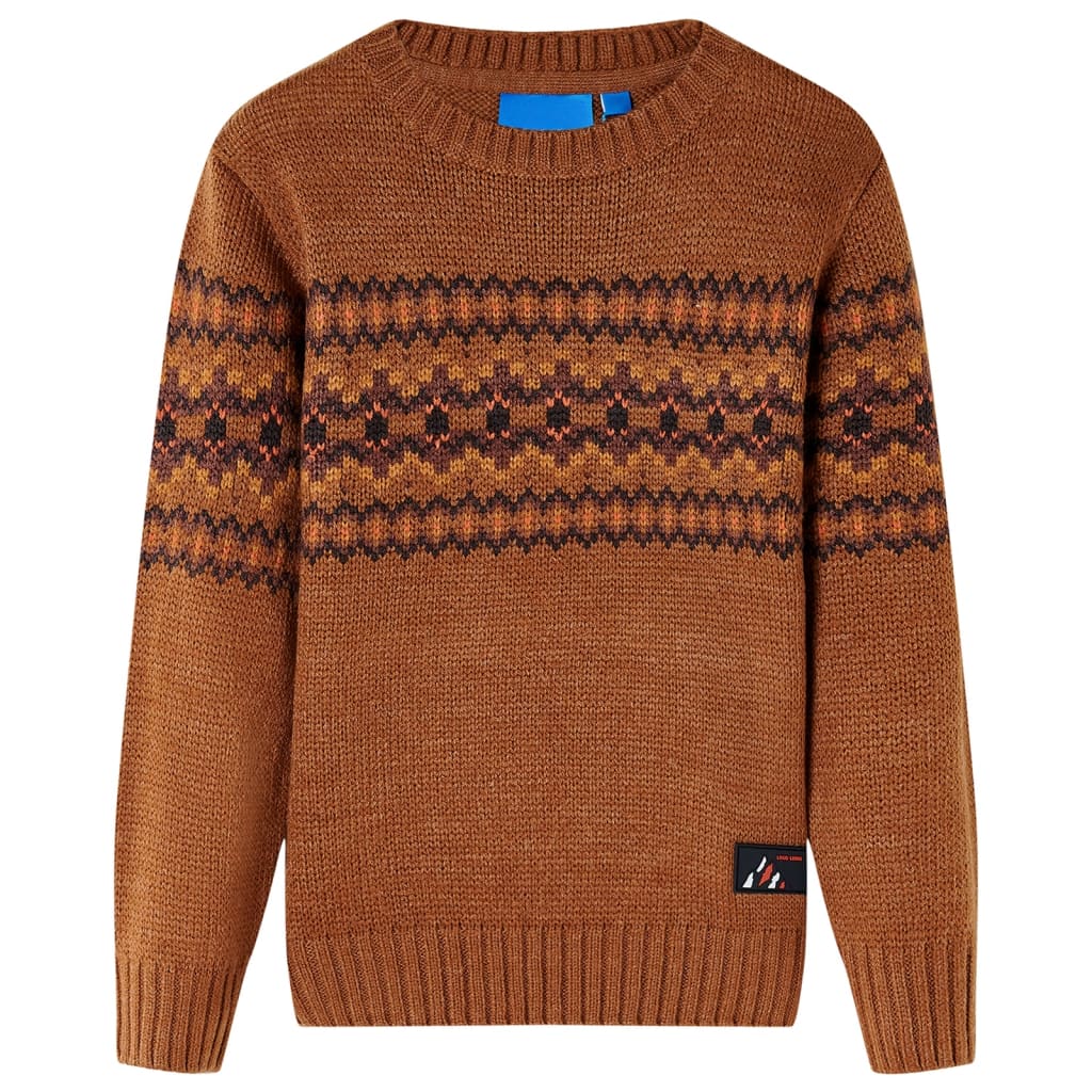 Kindertrui gebreid 128 cognackleurig Cognac