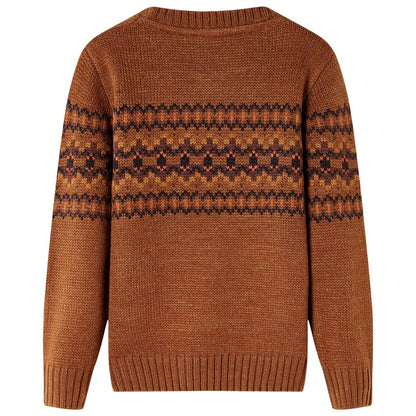Kindertrui gebreid 128 cognackleurig Cognac
