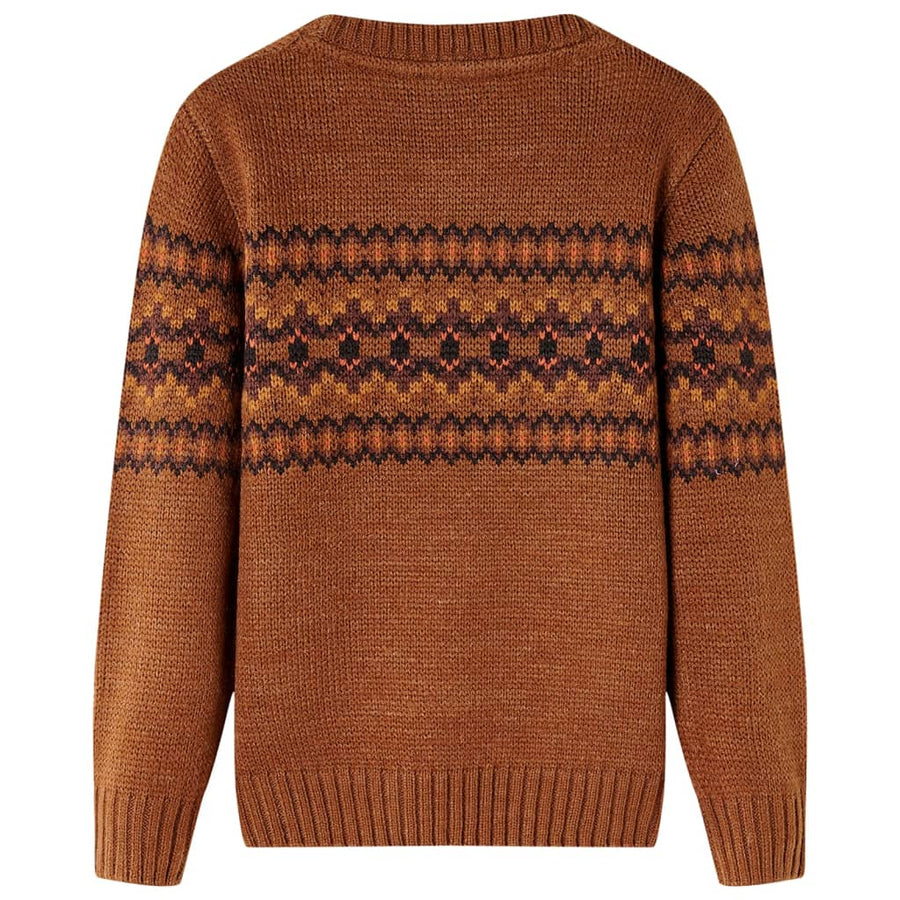 Kindertrui gebreid 128 cognackleurig Cognac