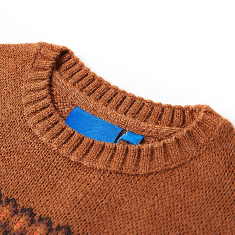 Kindertrui gebreid 128 cognackleurig Cognac