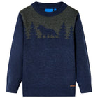 Kindertrui gebreid 116 marineblauw katoen