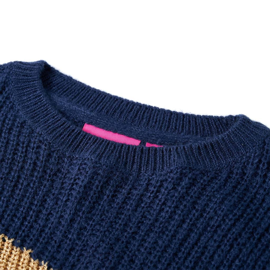 Kindertrui gebreid 116 marineblauw 116