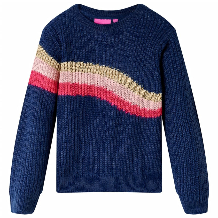 Kindertrui gebreid 128 marineblauw 128