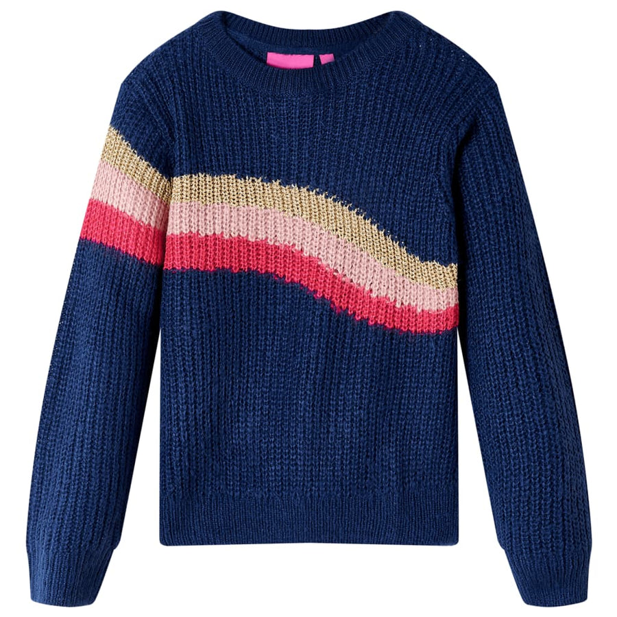 Kindertrui gebreid 140 marineblauw 140