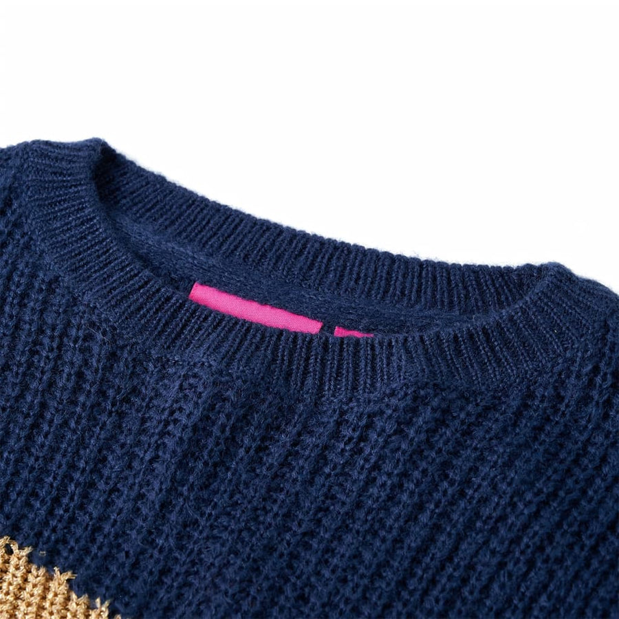 Kindertrui gebreid 140 marineblauw 140
