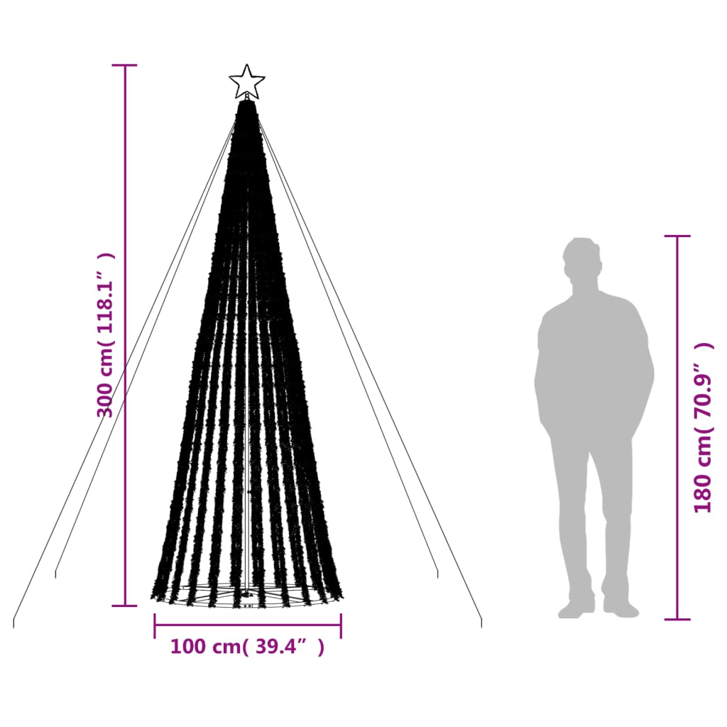 LED-kerstboom 688 LEDs kleurrijk 300 cm