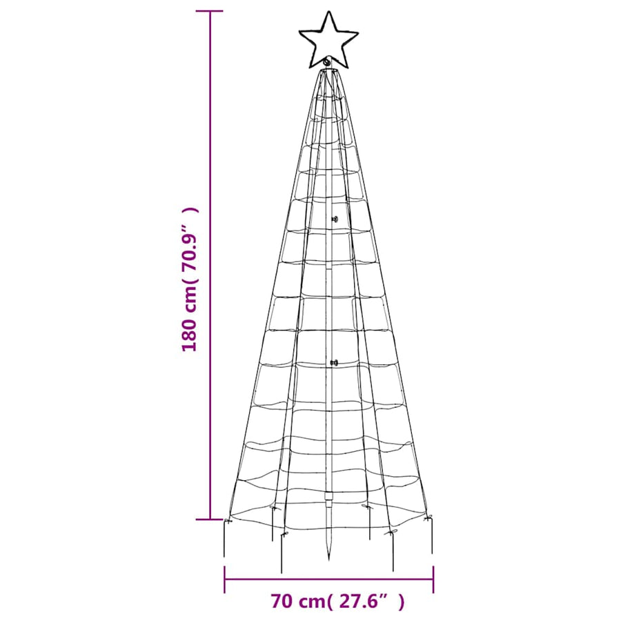 LED-kerstboom met spikes 220 LEDs kleurrijk 180 cm