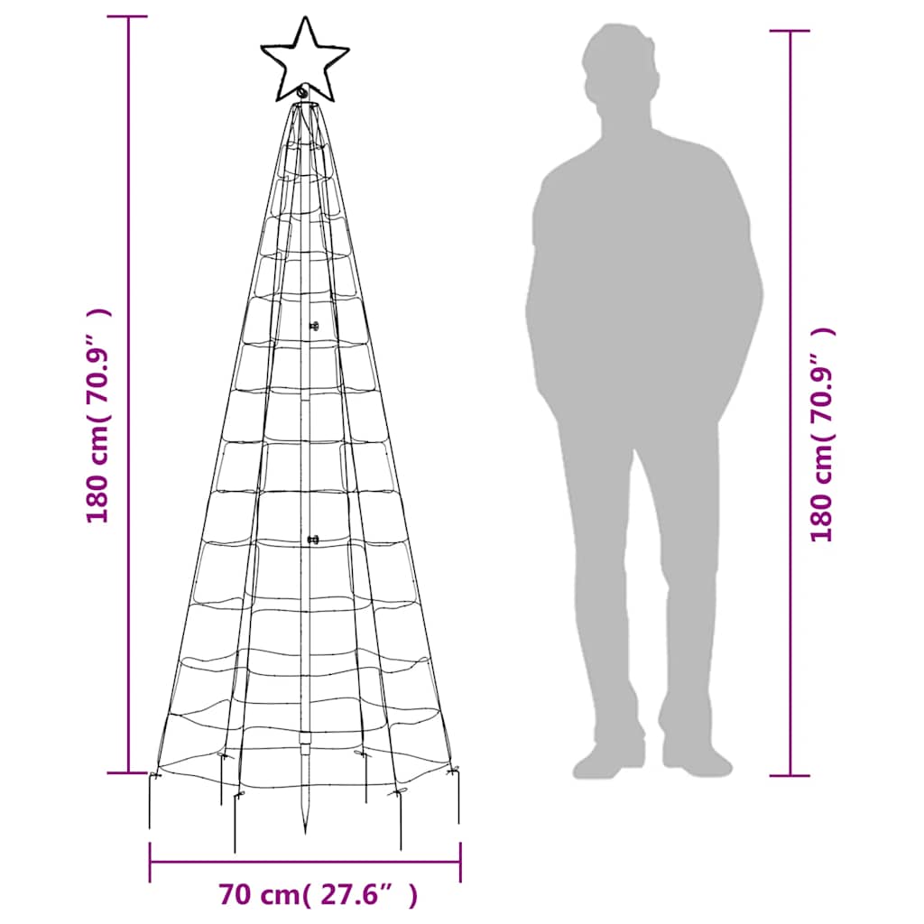 LED-kerstboom met spikes 220 LEDs kleurrijk 180 cm