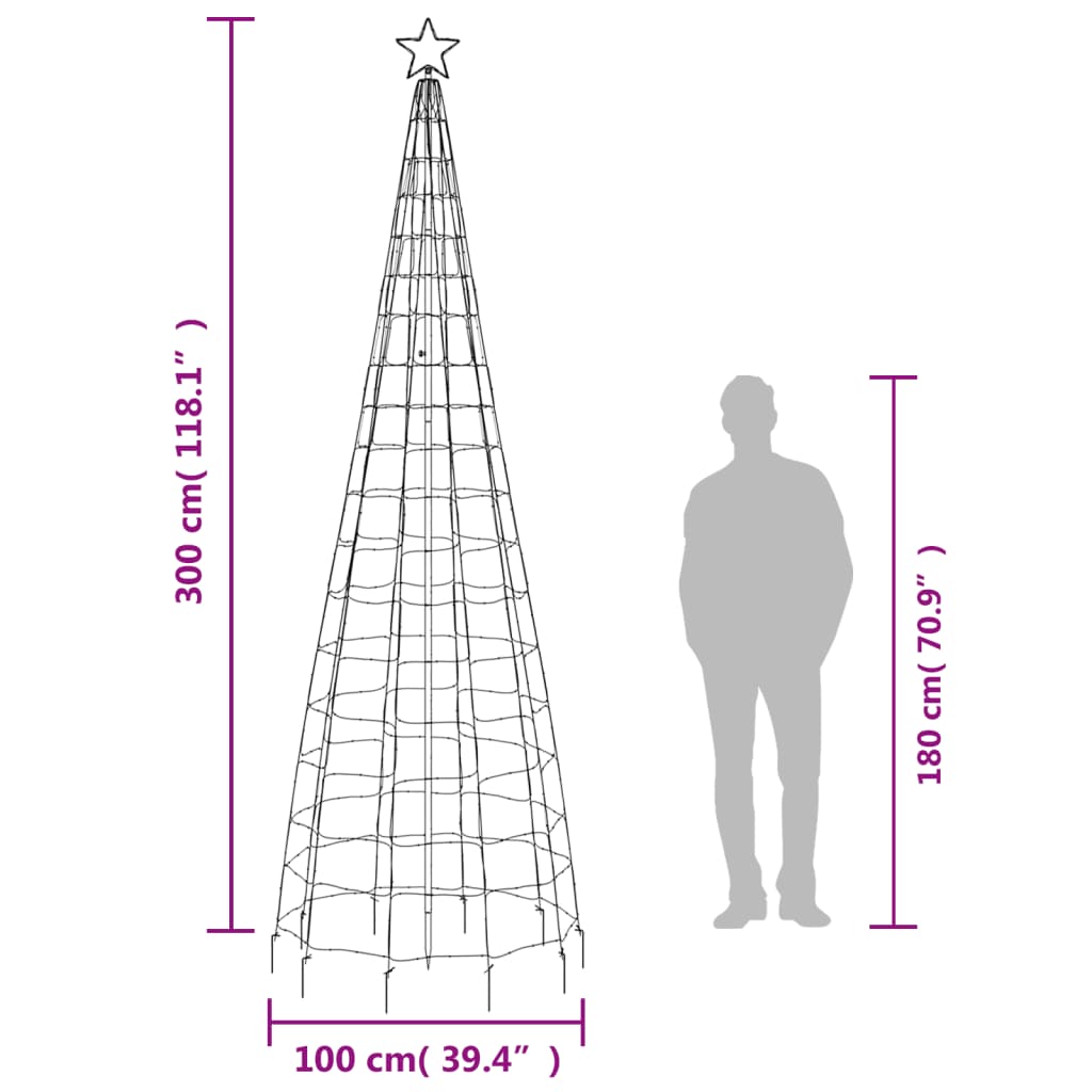 LED-kerstboom met spikes 570 LEDs warm wit 300 cm