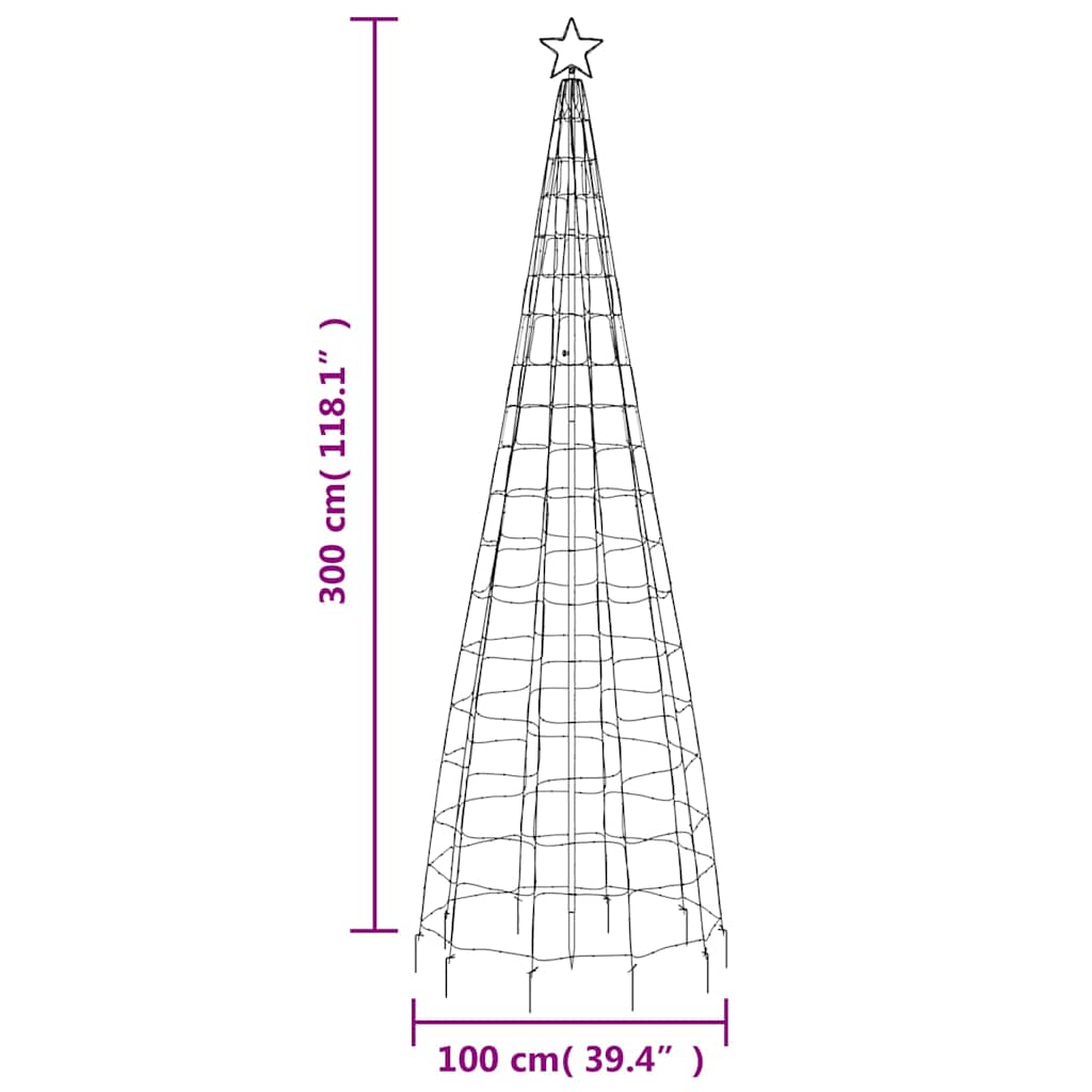 LED-kerstboom met spikes 570 LEDs kleurrijk 300 cm