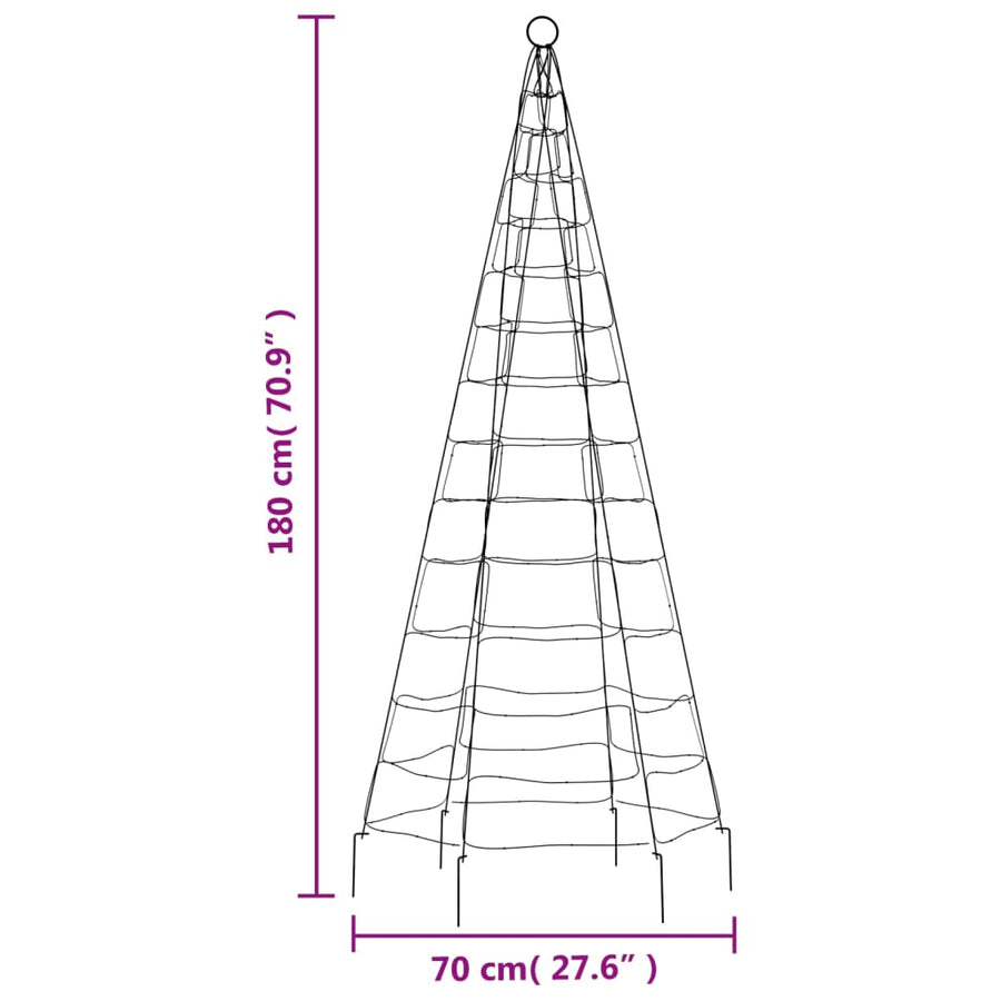 Lichtkegel Aan Vlaggenmast 200 Koudwitte Led's 180 Cm