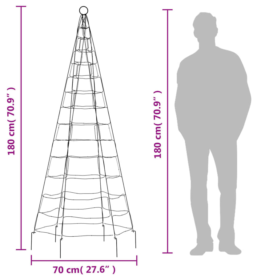 Lichtkegel Aan Vlaggenmast 200 Meerkleurige Led's 180 Cm