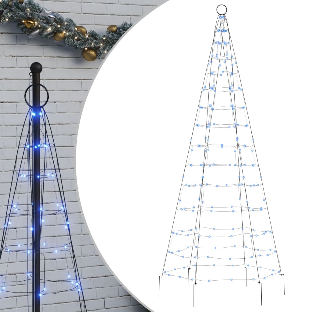 Lichtkegel Aan Vlaggenmast 200 Blauwe Led's 180 Cm