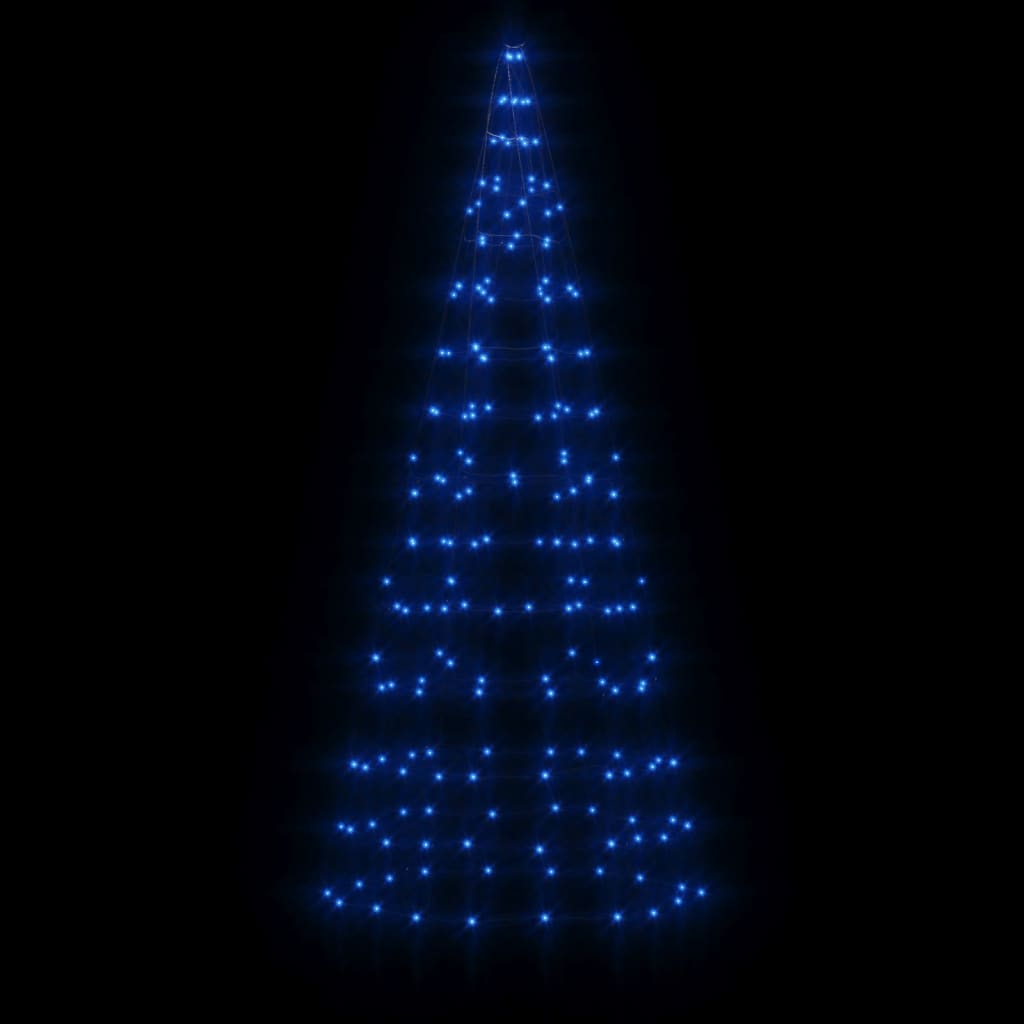 Lichtkegel Aan Vlaggenmast 200 Blauwe Led's 180 Cm
