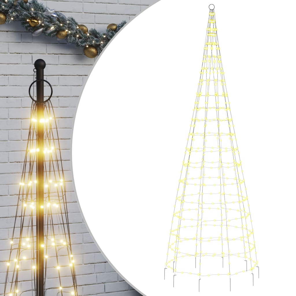 Lichtkegel Aan Vlaggenmast 550 Te Led's 300 cm Warmwit